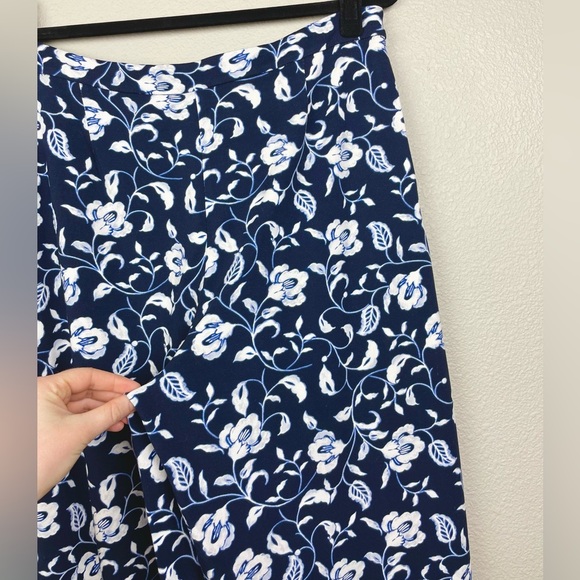 J.Jill NWT Women's Medium Wearever Full Leg Cropped Flowy jersey Knot Pants Blue - Picture 11 of 13